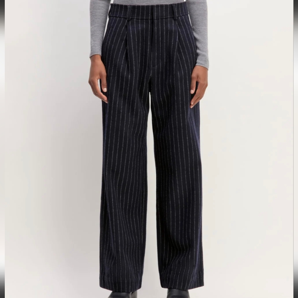 EVERLANE The ReWool® Way-High Drape Pinstripe Pant - Picture 3 of 13